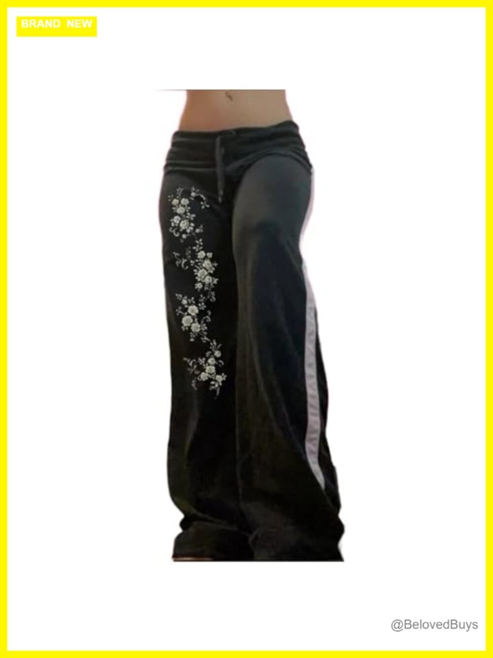 Wide Leg Flare Fold Over Leggings Floral Y2K Bell Bottom Streetwear Pants